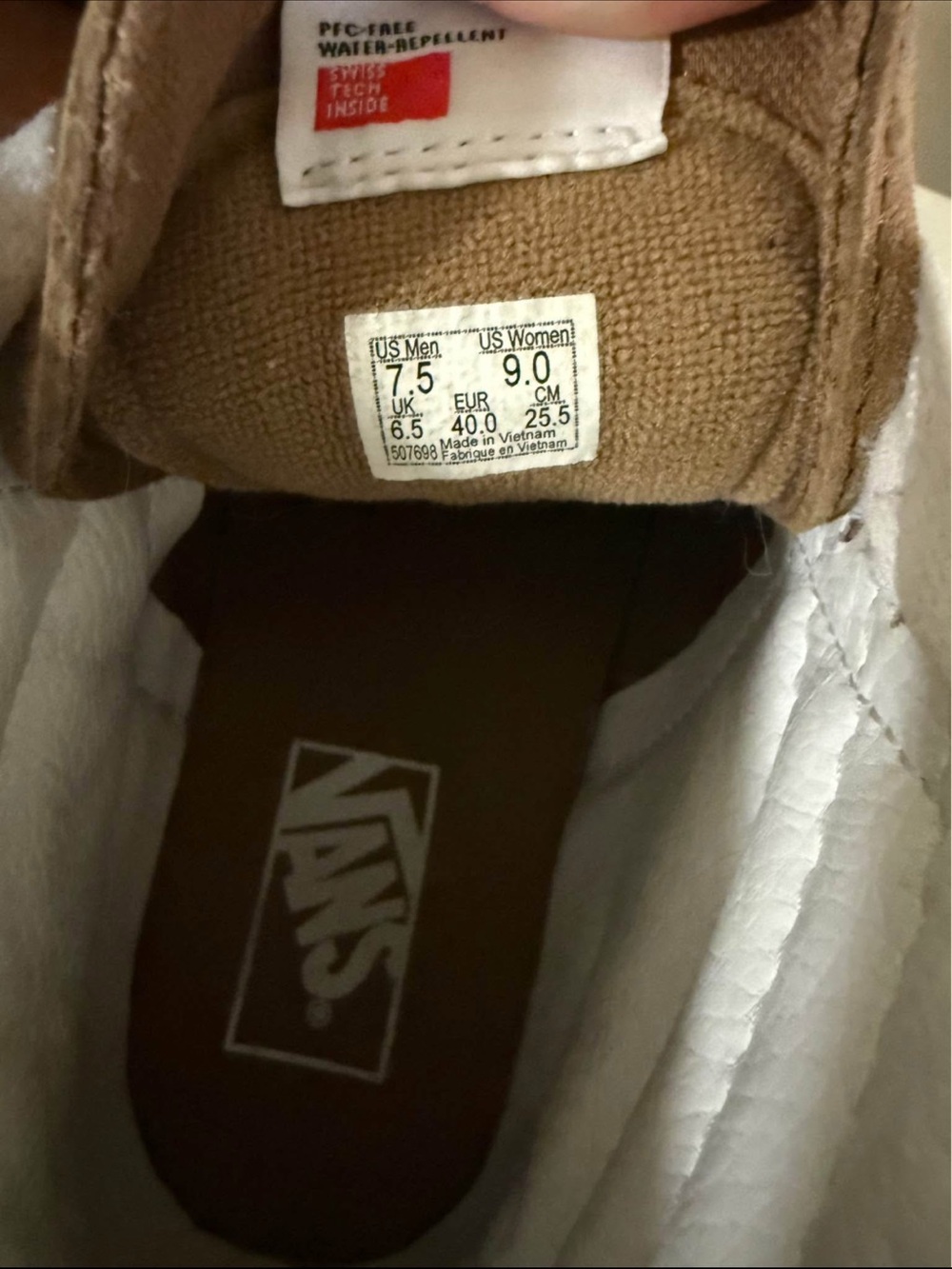 Vans Sk8-Hi Suede High Top Sneakers in Brown and White - Picture 3 of 3
